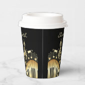 ブラックアンドゴールデンミュージックノート紙カップ 紙コップ (右)