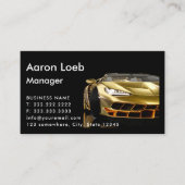 ブラックアンドゴールデンモダンスポーツカービジネスカード 名刺 (正面)