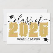 ブラックアンドゴールドの卒業パーティー 招待状 (正面)