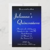 ブラックアンドサファイアブルーキンセグラデーションニェラ誕生日 招待状 (正面)