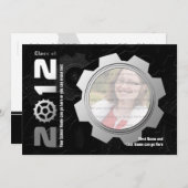 ブラックアンドシルバーギア卒業招待状 招待状 (正面/裏面)