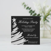 ブラックアンドシルバークリスマスツリーホリデーパーティー 招待状 (スタンド正面)
