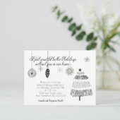 ブラックアンドシルバークリスマスホリデーパーティー招待状 | ポストカード (スタンド正面)