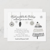 ブラックアンドシルバークリスマスホリデーパーティー招待状 | ポストカード (正面/裏面)