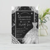 ブラックアンドシルバーグリッタードレスキンセアニェラ 招待状 (スタンド正面)