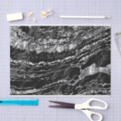 ブラックアンドシルバーグレーマーブルデザイン 薄葉紙 (クラフト)