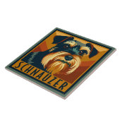 ブラックアンドシルバーシュナウザーレトロポートレート タイル (側面)