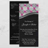 ブラックアンドシルバーダイヤモンドストライプ結婚式 プログラム (正面/裏面)