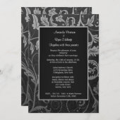 ブラックアンドシルバーダマスクウェディング招待状 招待状 (正面/裏面)