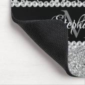 ブラックアンドシルバーヒョウガーリーグラムモノグラム マウスパッド (コーナー)