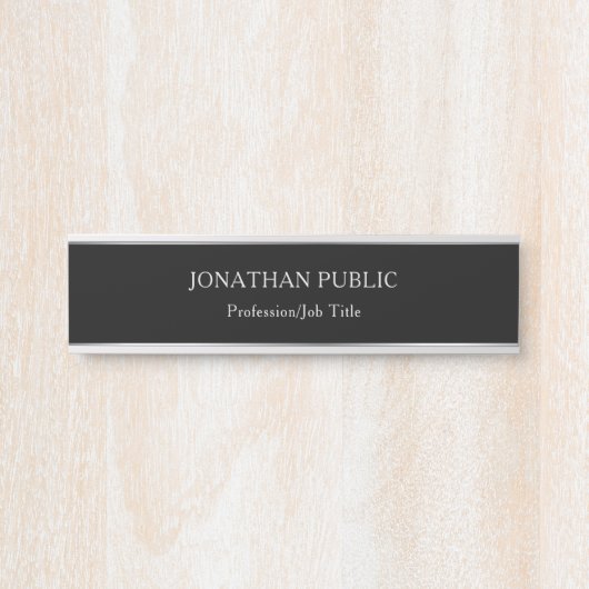 ブラックアンドシルバープロフェッショナルテンプレートグラマラス サインプレート (正面)