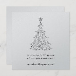 ブラックアンドシルバーホリデーツリー招待状 招待状