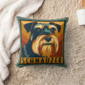 ブラックアンドシルバーミニチュアシュナウザーレトロ クッション (ブランケット)