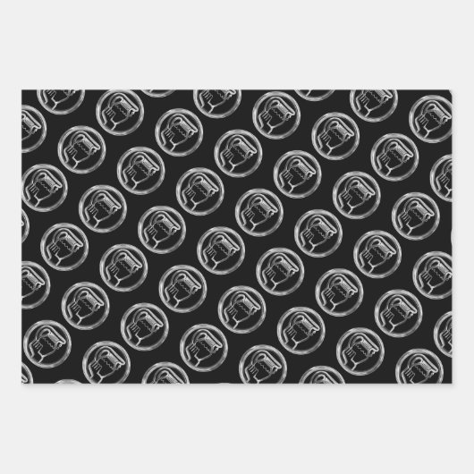 ブラックアンドシルバールック占星術スターサインアクエリアス ラッピングペーパーシート (正面3)