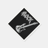 ブラックアンドシルバーロックギター紙ナプキンス スタンダードカクテルナプキン (角)