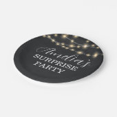 ブラックアンドストリングライトサプライズ誕生日 ペーパープレート (アングル)