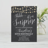 ブラックアンドストリングライトサプライズ誕生日 招待状 (スタンド正面)