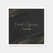 ブラックアンドスパークリー金ゴールドナプキンス スタンダードカクテルナプキン (正面)