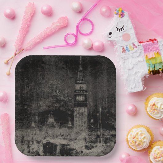 ブラックアンドタウペスカイライン動揺してヴェネツィアイタリア ペーパープレート (パーティー)