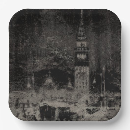 ブラックアンドタウペスカイライン動揺してヴェネツィアイタリア ペーパープレート (正面)