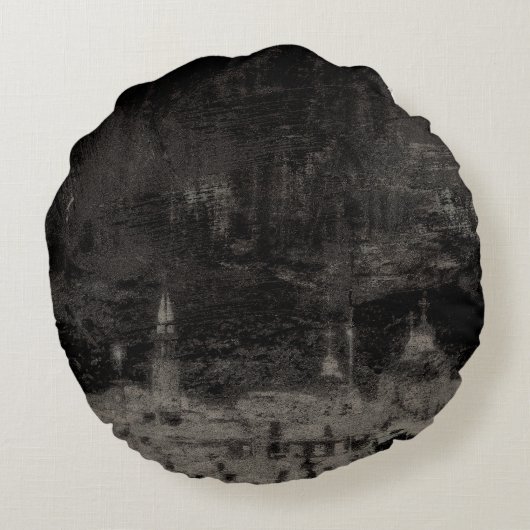 ブラックアンドタウペスカイライン動揺してヴェネツィアイタリア ラウンドクッション (裏面)