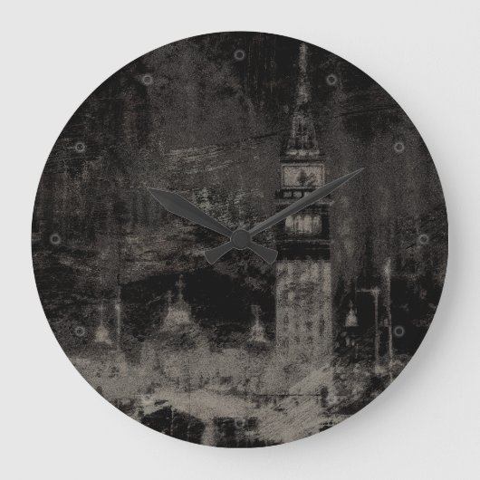 ブラックアンドタウペスカイライン動揺してヴェネツィアイタリア ラージ壁時計 (正面)