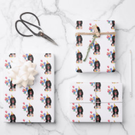 ブラックアンドタンカバリエスパニエル犬誕生日   ラッピングペーパーシート