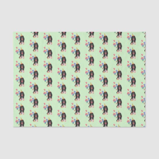 ブラックアンドタンカバリエスパニエル犬誕生日 薄葉紙 (正面)