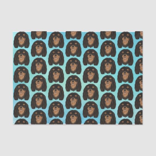 ブラックアンドタンカバリエールキングシャルルスパニエル犬ギフト 薄葉紙 (正面)