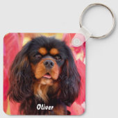 ブラックアンドタンカバリエールキングチャールズスパニエル犬ドッグ キーホルダー (裏面)