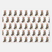 ブラックアンドタンカバリエールクリスマスホリデー ラッピングペーパーシート (正面3)