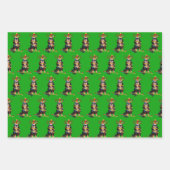 ブラックアンドタンカバリエールクリスマスホリデー ラッピングペーパーシート (正面)