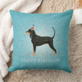 ブラックアンドタンコンハウンドハッピーバースデーデザイン クッション (ブランケット)