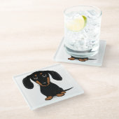 ブラックアンドタンダックスフントカウトウィーナードッグ ガラスコースター (アングル)