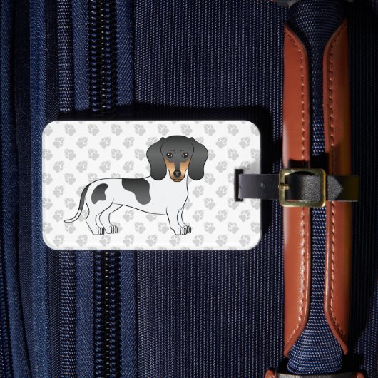 ブラックアンドタンピエバルショートヘアダシュント&文字 ラゲッジタグ (正面インサイチュ4)