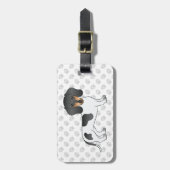 ブラックアンドタンピエバルショートヘアダシュント&文字 ラゲッジタグ (正面縦)