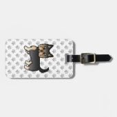 ブラックアンドタンヨークシャーテリアードッグ&カスタム文字 ラゲッジタグ (正面横)