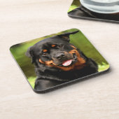 ブラックアンドタンロットワイラー子犬 コースター (左側)