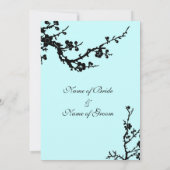 ブラックアンドターコイズフローラ結婚式招待状 招待状 (裏面)