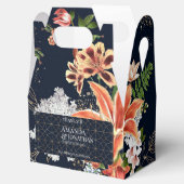 ブラックアンドテラコッタフローラ結婚式の引き出物ボックス フェイバーボックス (オープン)