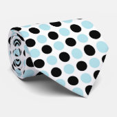 ブラックアンドパステルブルー水玉模様 ネクタイ (ロール)