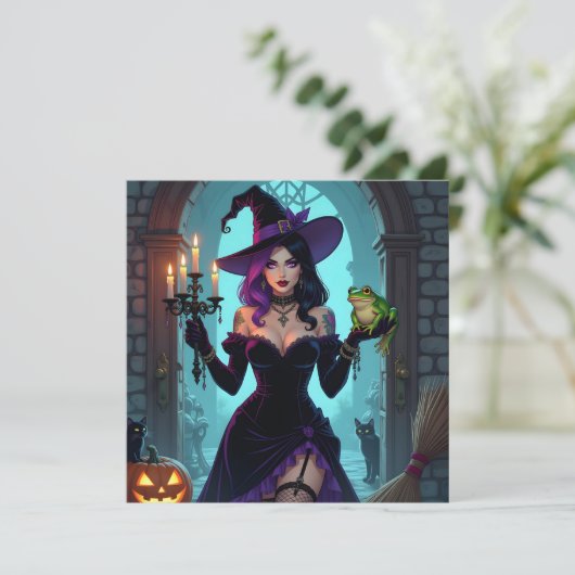 ブラックアンドパープルウィッチ&カエルハローウィンパーティ 招待状 (スタンド正面)