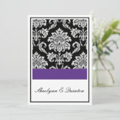 ブラックアンドパープルダマスクウェディング招待状 招待状 (スタンド正面)