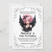 ブラックアンドピンクパステルゴシックフェアリー13th誕生日 サンキューカード (正面)