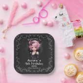 ブラックアンドピンクパステルゴシックフェアリー13th誕生日 ペーパープレート (パーティー)