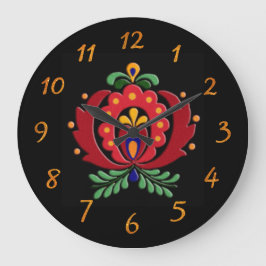 ブラックアンドブライトハンガリーフォークアートクロック ラージ壁時計