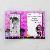 ブラックアンドブラウンガールズヒップホップハッピーバースデー カード (内部)
