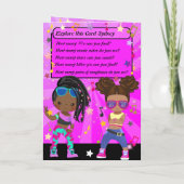 ブラックアンドブラウンガールズヒップホップハッピーバースデー カード (裏面)