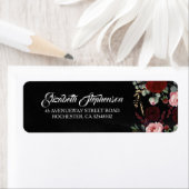 ブラックアンドブルゴーニュレッドフローラシック ラベル (インサイチュ)