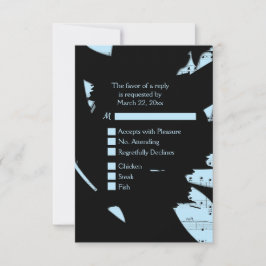 ブラックアンドブルーアブストラクトミュージック　出欠返信（メニュー選択付き） 出欠カード